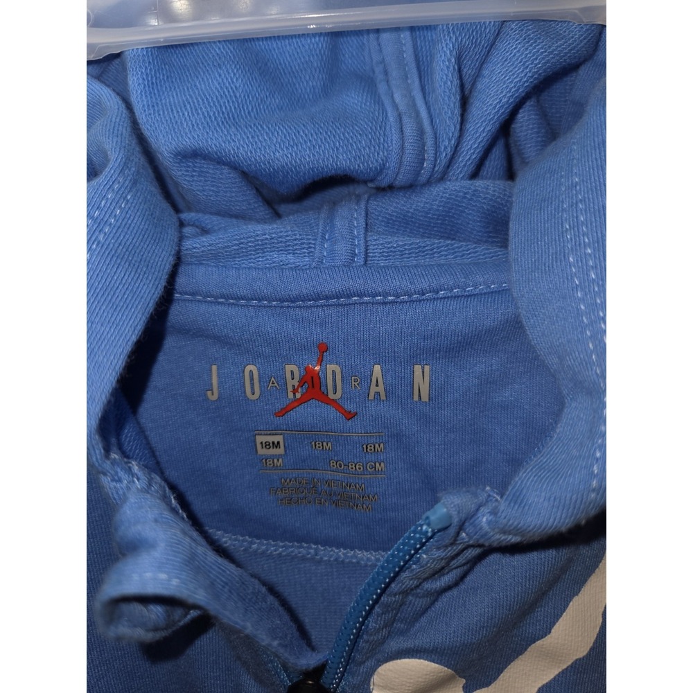 Nike Air Jordan Romper Full Zip Baby Boy Hooded Coverall Blue White Sz 18M - Picture 3 of 7